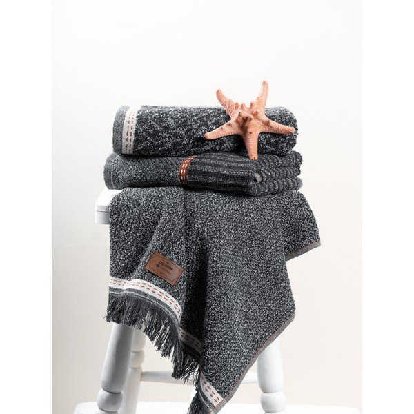 Antracito spalvos rankšluosčiai 3 vnt. 50x90 cm Denim – Foutastic-image-1