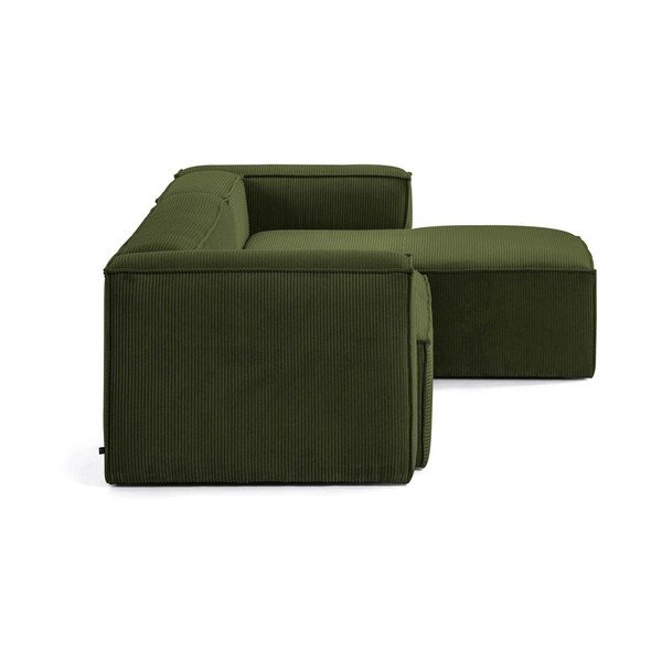 Žalios spalvos iš kordinio velveto kampinė sofa (su dešiniuoju kampu/su gultu) Blok – Kave Home-image-2