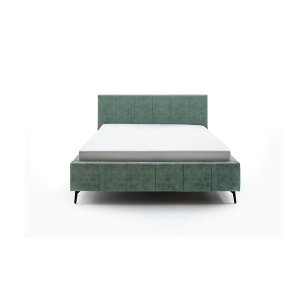 Žalios spalvos dvigulė lova audiniu dengta su sandėliavimo vieta su lovos grotelėmis 160x200 cm Lizzano – Meise Möbel-image-2