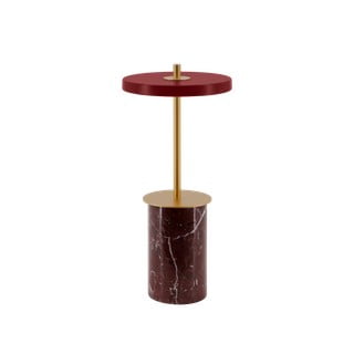 Iš marmuro stalinis šviestuvas raudonos spalvos LED su pritemdymo funkcija (aukštis 25,5 cm) su metaliniu gaubtu Asteria Move Mini – UMAGE