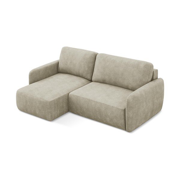 Smėlio spalvos iš šenilinio audinio sulankstoma/su sandėliavimo vieta kampinė sofa (su kairiuoju kampu/su gultu) Lilo – Makamii-image-4