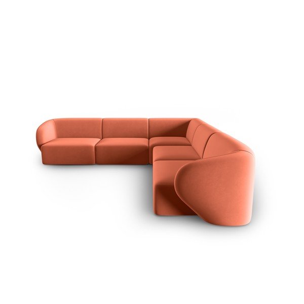 Rožinės spalvos iš velveto kampinė sofa Paolo – Milo Casa-image-2