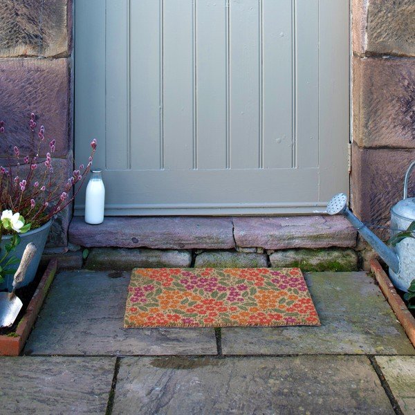 Iš kokoso pluošto grindų kilimėlis 40x60 cm Floral – Artsy Doormats-image-4