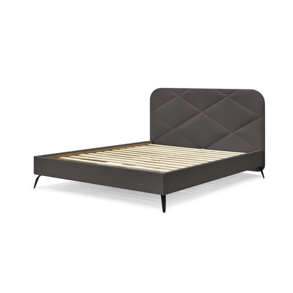 Dvigulė lova tamsiai pilkos spalvos audiniu dengta su lovos grotelėmis 180x200 cm Prune – Bobochic Paris-image-4