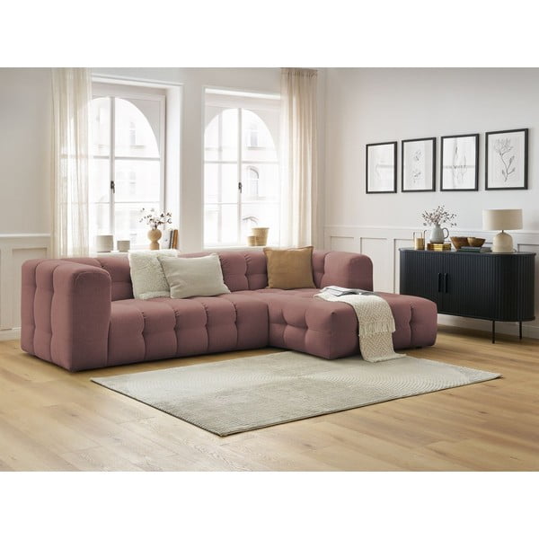 Kampinė sofa šviesiai rožinės spalvos (su dešiniuoju kampu) Cloud – Bobochic Paris-image-1