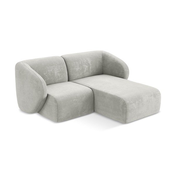 Šviesiai pilkos spalvos kampinė sofa iš šenilinio audinio (su dešiniuoju kampu/su gultu) Lani – Makamii-image-2