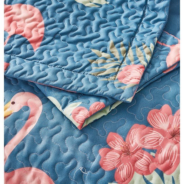 Mėlyna mikropluošto lovatiesė su dviem užvalkalais Sleeptime Flamingo, 250 x 260 cm-image-2
