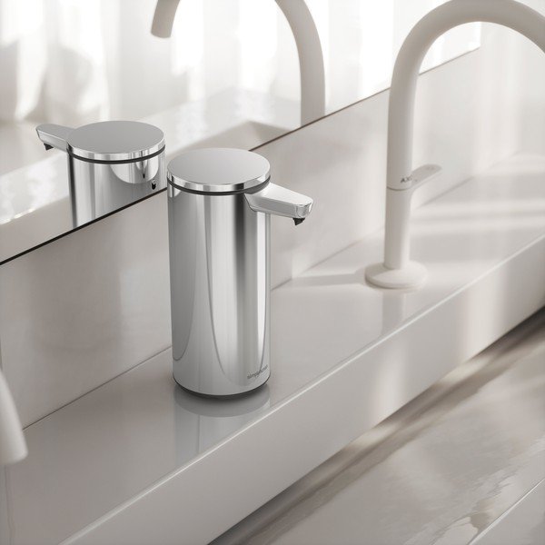 Automatinis blizgios sidabrinės spalvos iš plieno muilo dozatorius 266 ml – simplehuman-image-1