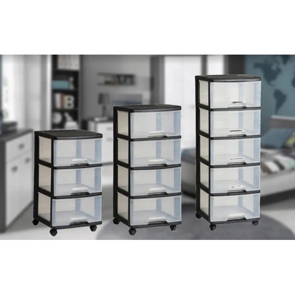 Iš plastiko lentyna ant ratukų juodos spalvos/peršviečiama 37x80,5 cm – Curver-image-2