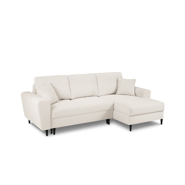 Smėlio spalvos iš boucle sulankstoma/su sandėliavimo vieta kampinė sofa (su dešiniuoju kampu/su gultu) Kyoto – Cosmopolitan Design-image-1