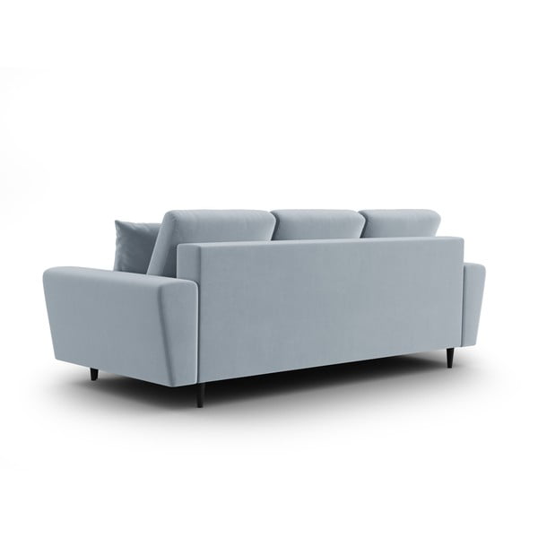 Šviesiai mėlynos spalvos iš velveto sulankstoma/su sandėliavimo vieta sofa 235 cm Kyoto – Cosmopolitan Design-image-3