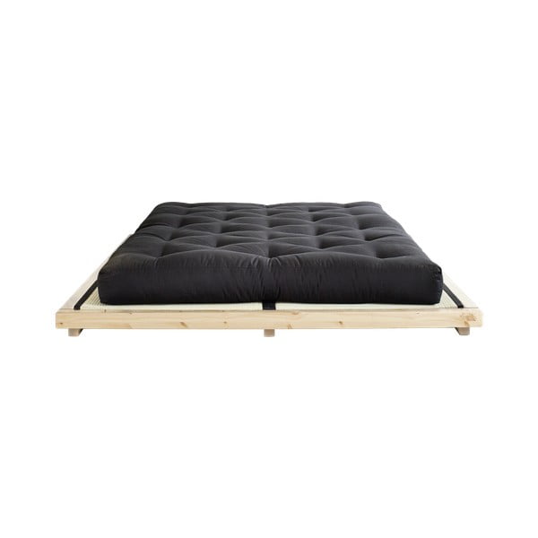 Pušies dvigulė lova su čiužiniu ir tatami "Karup Design Dock Double Latex Natural Clear/Black", 160 x 200 cm