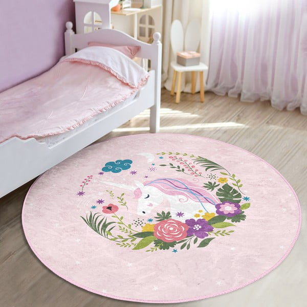 Vaikiškas kilimas rožinės spalvos ø 80 cm Comfort – Mila Home-image-3