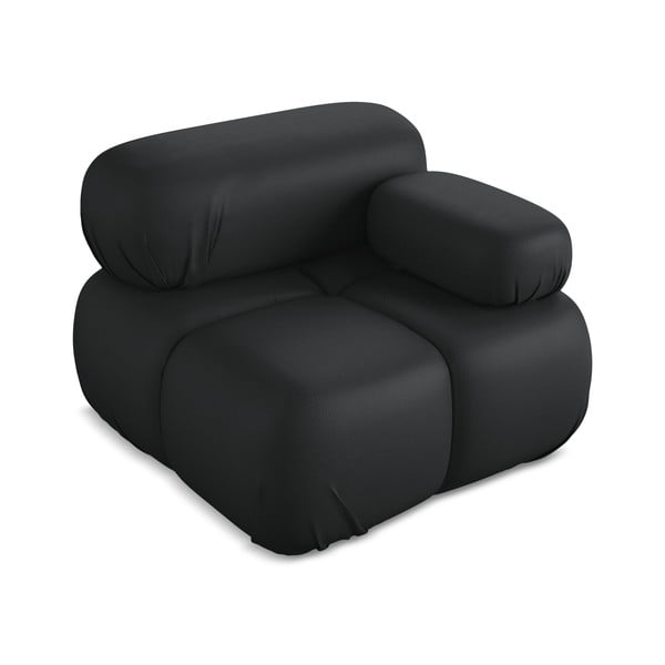 Juodos spalvos iš dirbtinės odos modulinė sofos dalis (su dešiniuoju kampu) Lokua – Makamii-image-2