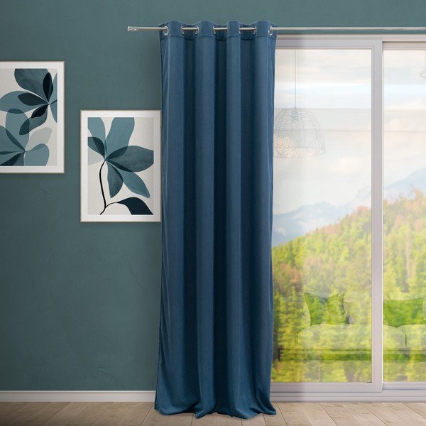 Mėlynos spalvos iš kordinio velveto užuolaida 140x260 cm Merely – Casa Selección-image-1