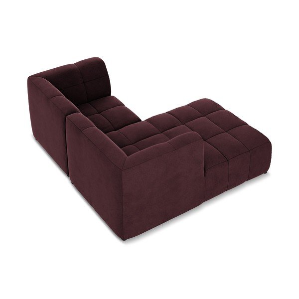 Bordo spalvos kampinė sofa iš velveto (su kairiuoju kampu/su gultu) Aloha – Makamii-image-4