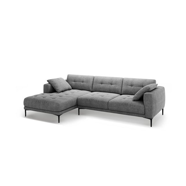 Pilkos spalvos kampinė sofa (su kairiuoju kampu/su gultu) Bemy – Micadoni -image-1