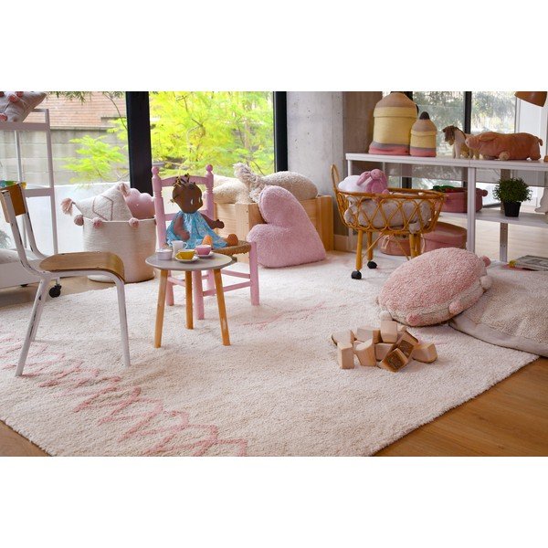 Skalbiamas/rankų darbo iš medvilnės kilimas rožinės spalvos/kreminės spalvos 170x240 cm Atlas Natural – Lorena Canals-image-1