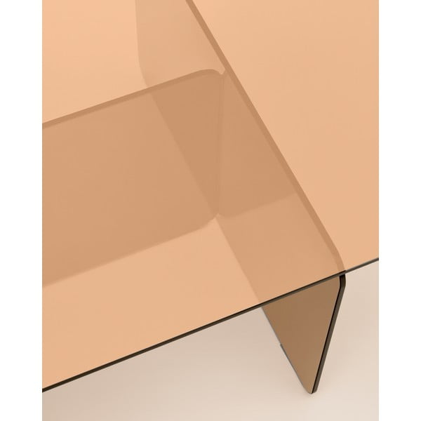 Rudos spalvos iš stiklo kavos staliukas 60x120 cm Zaren – Kave Home-image-4