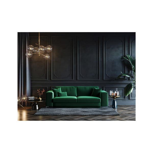 Tamsiai žalia aksominė sofa-lova Devichy Rothe, 256 cm-image-4