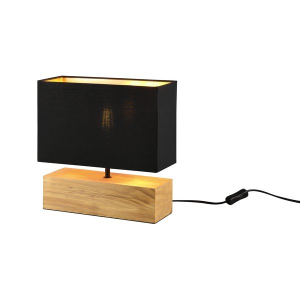 Stalinis šviestuvas juodos spalvos/natūralios spalvos (aukštis 30 cm) su tekstiliniu gaubtu Woody – Reality-image-1