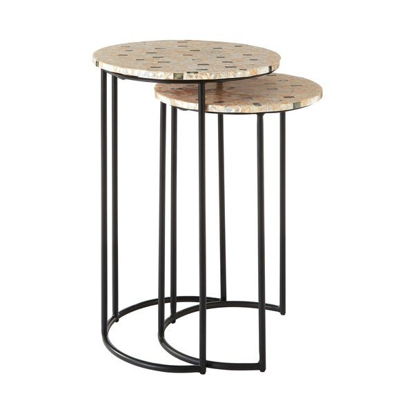 Apvalios formos šoniniai stalai 2 vnt. ø 38 cm Halle – Premier Housewares-image-3