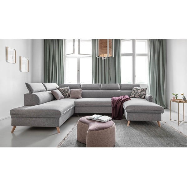 Sulankstoma kampinė sofa šviesiai pilkos spalvos (su kairiuoju kampu) Sweet Harmony – Miuform-image-1