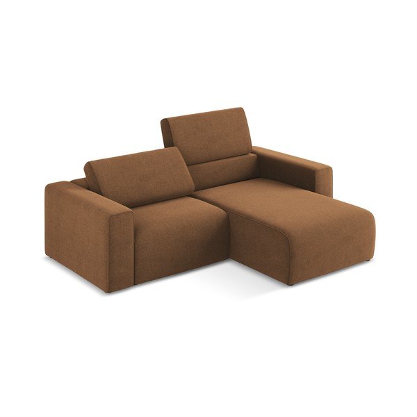 Oranžinės spalvos kampinė sofa (su dešiniuoju kampu) Kalea – Makamii-image-1