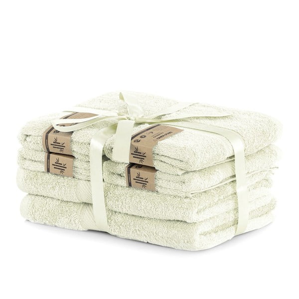 2 šviesiai smėlio spalvos didelių ir 4 mažų rankšluosčių rinkinys DecoKing Bamby Ecru-image-1