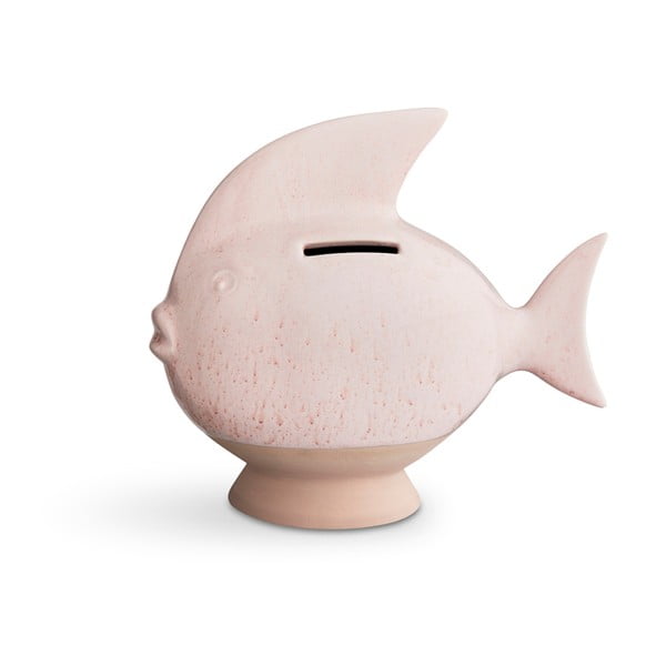 Rožinės spalvos akmens masės taupyklė Kähler Design Moneybank Fish