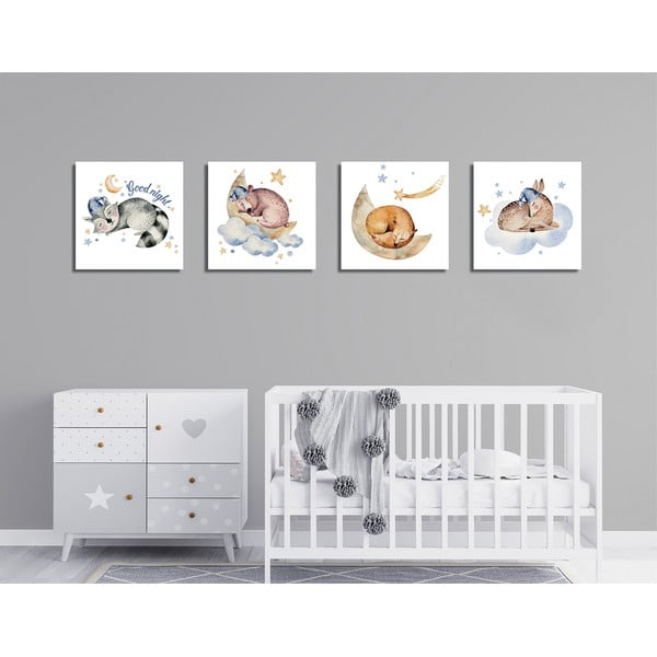 Paveikslai rinkinyje po 4 vnt. 30x30 cm Good Night - Wallity-image-2