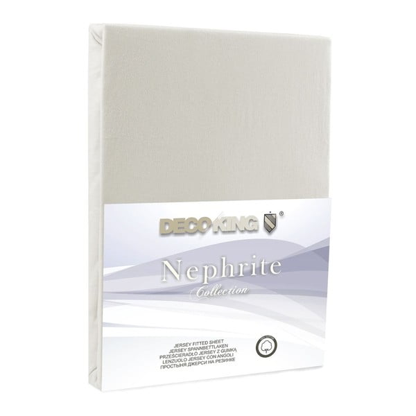 DecoKing Nephrite kreminiselastinė paklodė, 220/240 x 220 cm-image-2