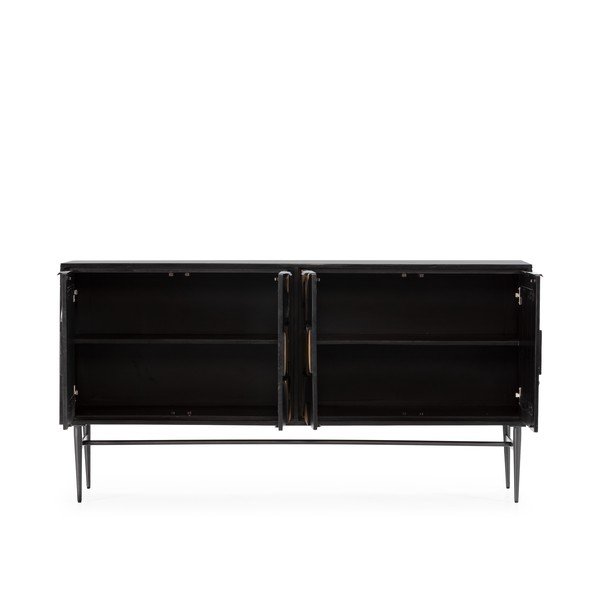 Juodos spalvos iš mango masyvo šoninė spintelė 175x90x40 cm Navya – MOME-image-4