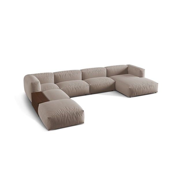 Modulinė kampinė sofa smėlio spalvos (su kairiuoju kampu/„U“ formos) Martina – Micadoni Home-image-2