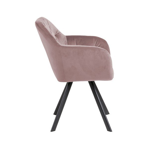 Šviesiai rožinės spalvos iš audinio valgomojo kėdė su porankiais Lola – Actona-image-3