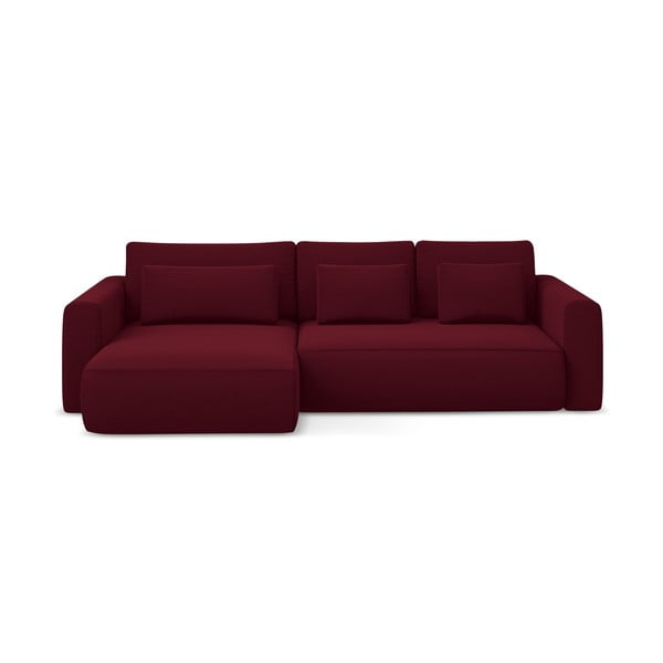 Bordo spalvos iš velveto sulankstoma/su sandėliavimo vieta kampinė sofa (su kairiuoju kampu/su gultu) Kapua – Makamii