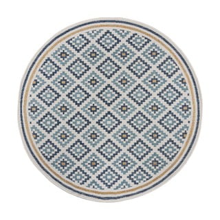 Geltonos spalvos/mėlynos spalvos apvalios formos lauko ir vidaus kilimas ø 160 cm Zia Trellis – Flair Rugs