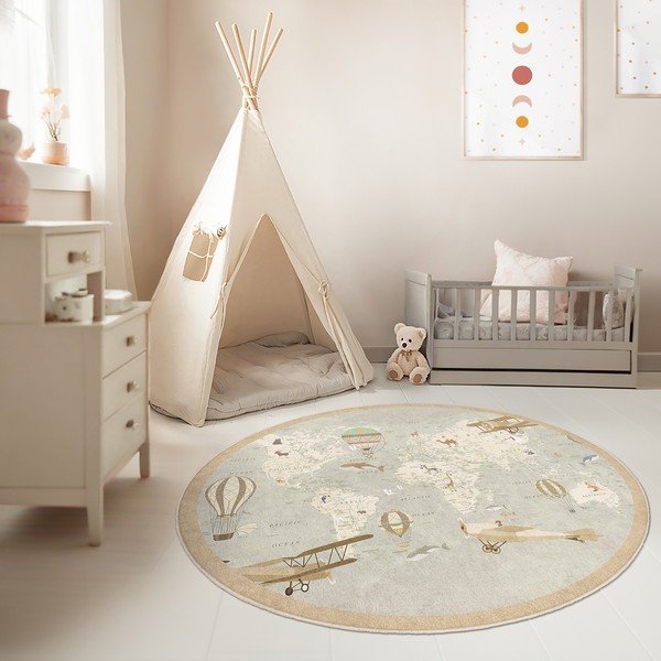 Skalbiamas vaikiškas žaidimų kilimas ø100 cm Vintage World – Mila Home-image-4