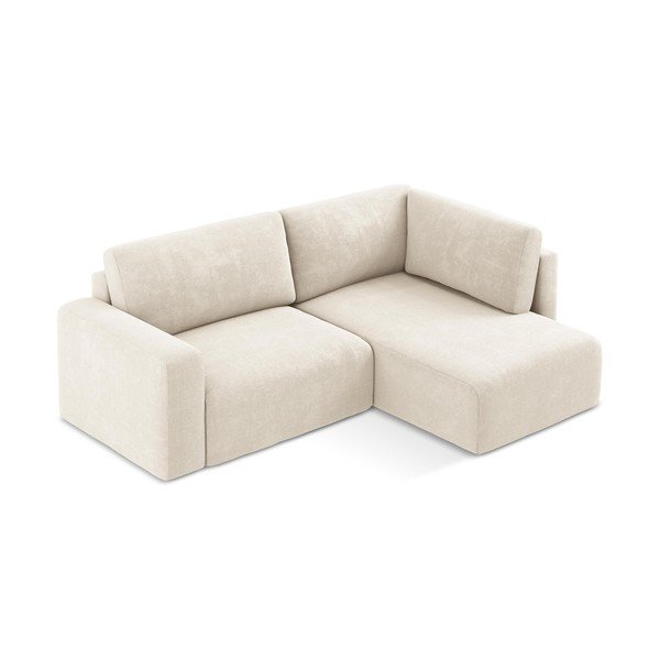 Kreminės spalvos sulankstoma/su sandėliavimo vieta kampinė sofa iš šenilinio audinio (su dešiniuoju kampu/„L“ formos) Kona – Makamii-image-3