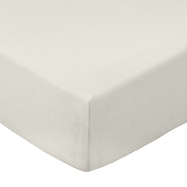 Kreminės spalvos iš medvilninio perkelio paklodė su guma 90x190 cm Cotton Percale – Bianca