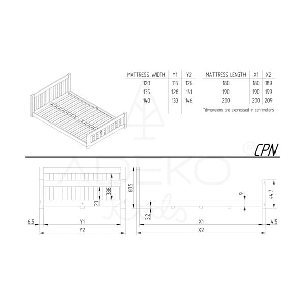 Vaikiška lova iš pušies masyvo natūralios spalvos 90x200 cm CPN – Adeko-image-3