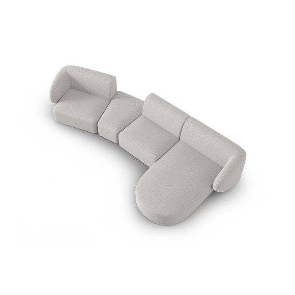 Šviesiai pilkos spalvos iš šenilinio audinio kampinė sofa (su dešiniuoju kampu/su gultu) Paolo – Milo Casa-image-1