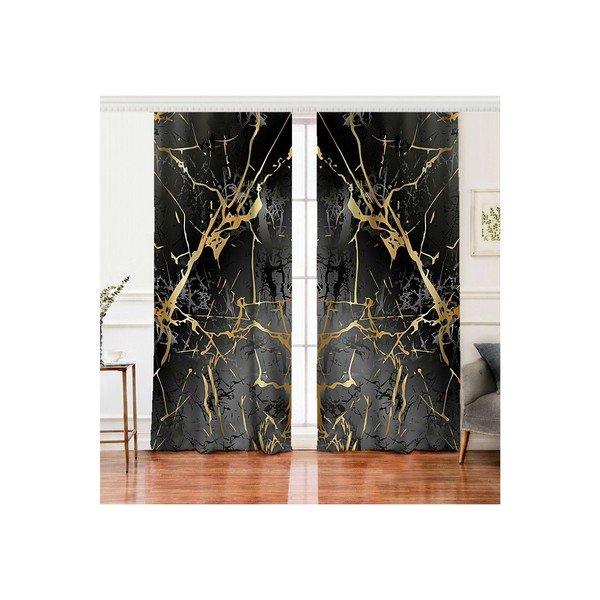 Juodos ir auksinės spalvos užuolaidos, 2 vnt., 140x260 cm - Mila Home-image-2