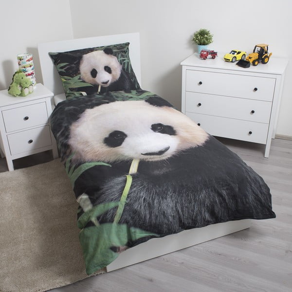 Iš medvilnės viengulė vaikiška patalynė 140x200 cm Panda – Jerry Fabrics-image-1