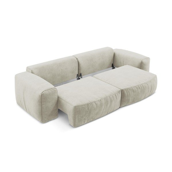 Smėlio spalvos sulankstoma sofa iš šenilinio audinio 275 cm Kuki – Makamii-image-4