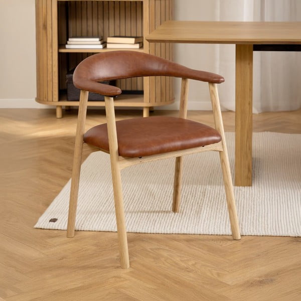 Iš dirbtinės odos valgomojo kėdė konjako rudos spalvos/natūralios spalvos Addi – Actona-image-1