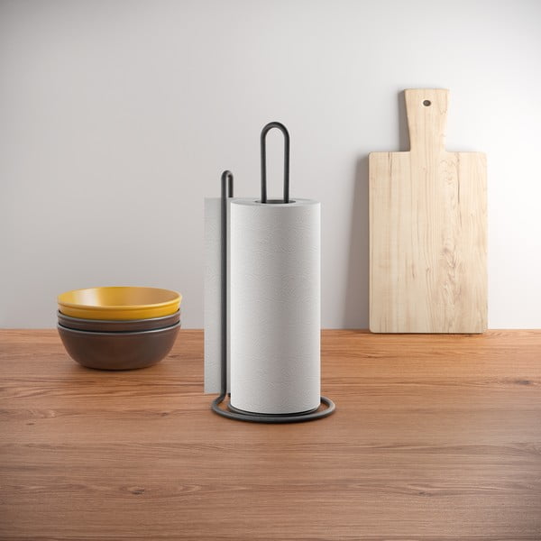 Černý držák na kuchyňské utěrky Metaltex My Roll Lava-image-1