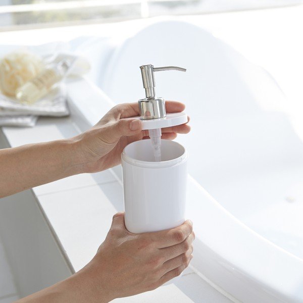 Baltos spalvos iš plastiko muilo dozatorius 500 ml Round – YAMAZAKI-image-4