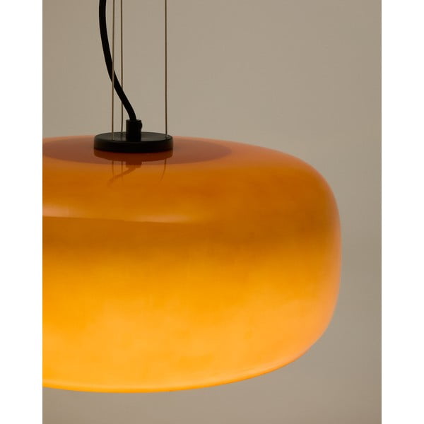 Oranžinės spalvos kabantis šviestuvas LED ø 38 cm su stiklo gaubtu Reig – Kave Home-image-1