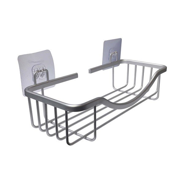 Su montavimu be gręžimo blizgios sidabrinės spalvos iš aliuminio vonios lentyna Filaire Aluminium – douceur d'intérieur-image-1